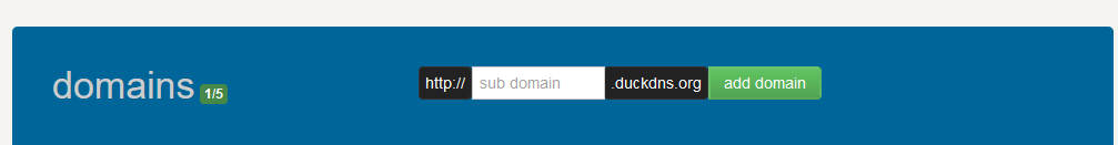 Image showing where in the duckdns page to add a domain.